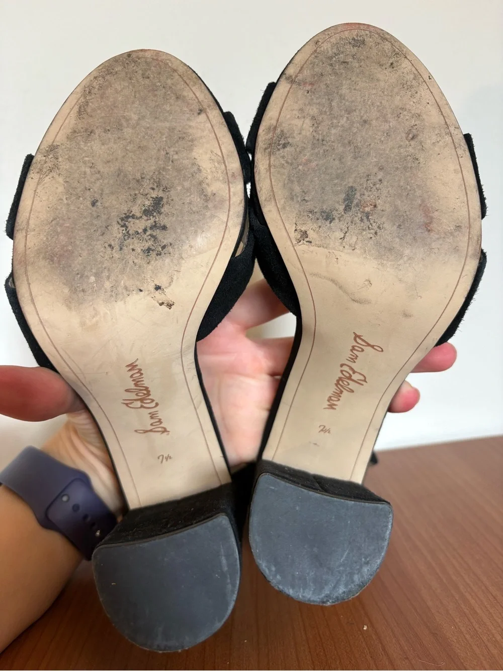 Sam Edelman Yancy Suede Block Heel Sandals Black size 7.5